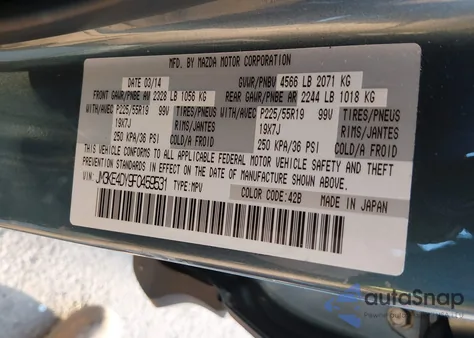 2015 Mazda Cx-5 Grand Touring z USA, uszkodzony, nr VIN JM3KE4DY9F0459531